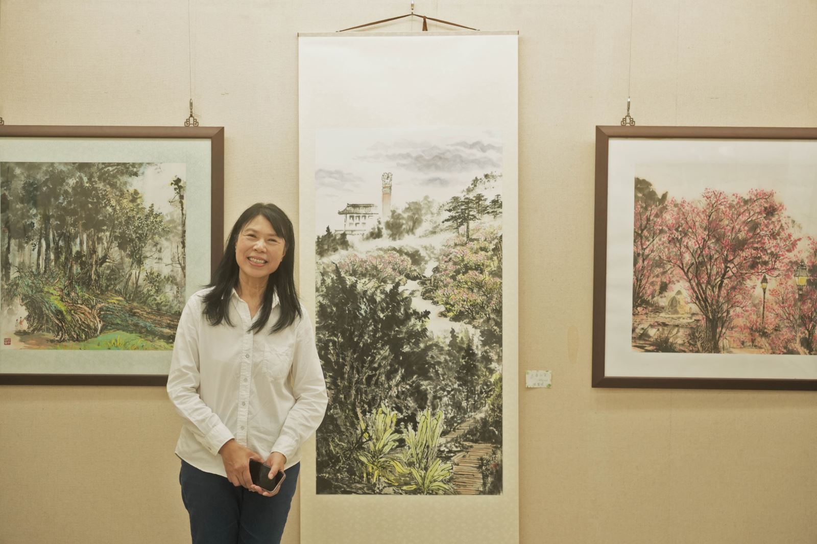 路麗珠作品〈大崙山色〉。
